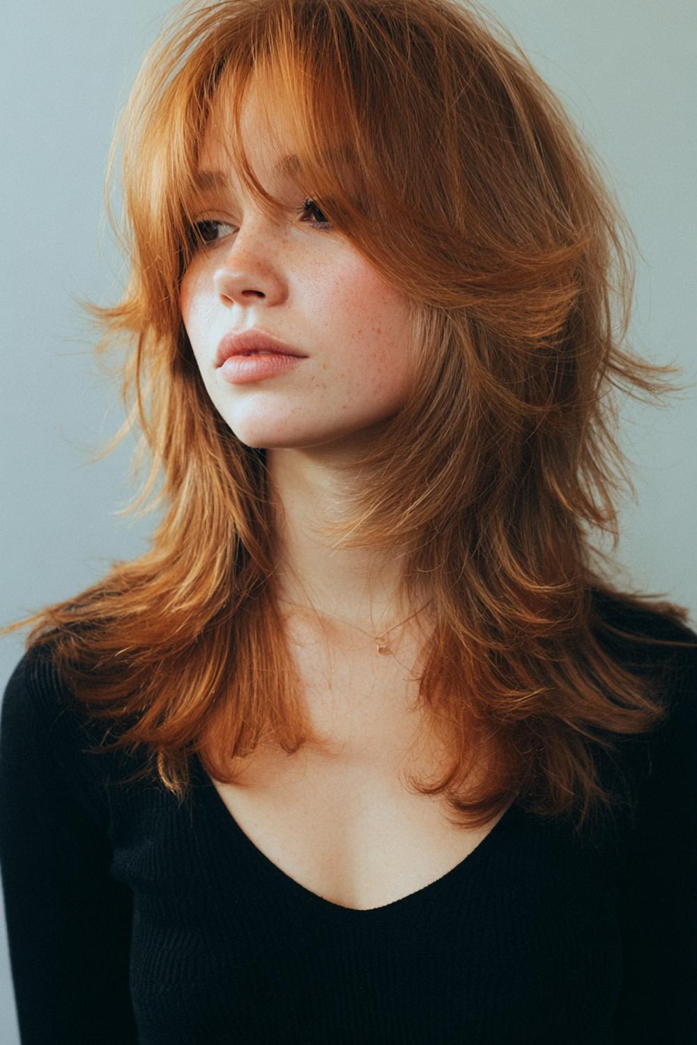 4. New Hairstyles 2026 Textured Shag with Wispy Curtain Fringe