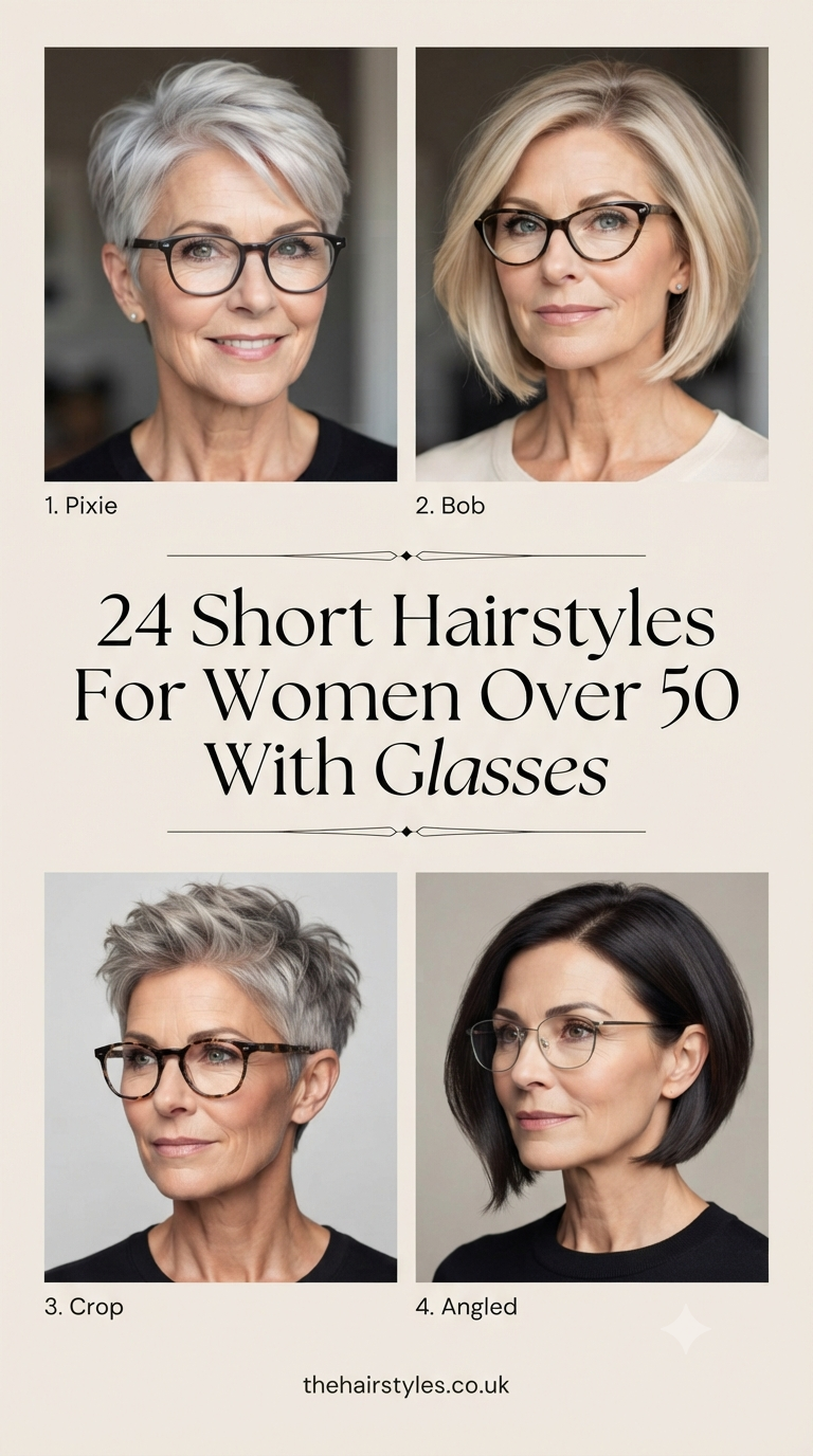 24 Short Hairstyles For Women Over 50 With Glasses