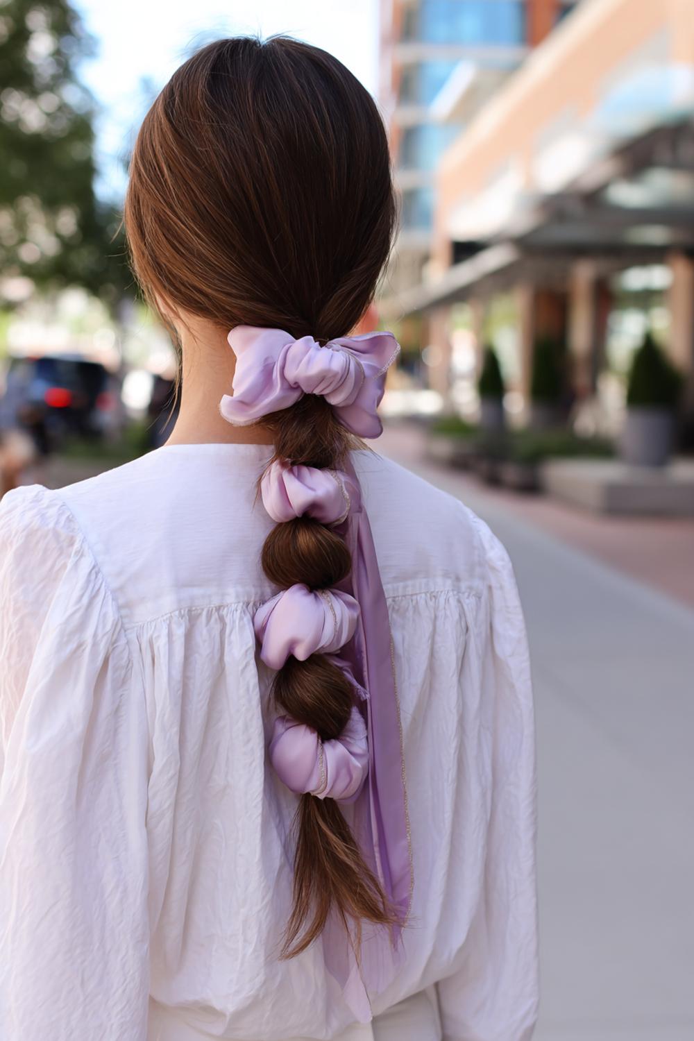 11. Pinterest Hair Inspiration 2026: Bubble Braid Ponytail with Satin Ribbon and Even Segments