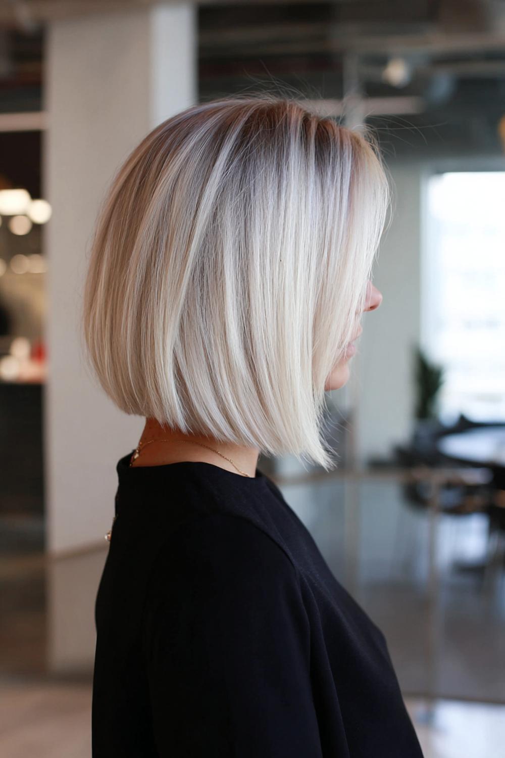 15. Pinterest Hair Inspiration 2026: Blended Platinum Bob with Root Shadow and Icy Tonal Balance