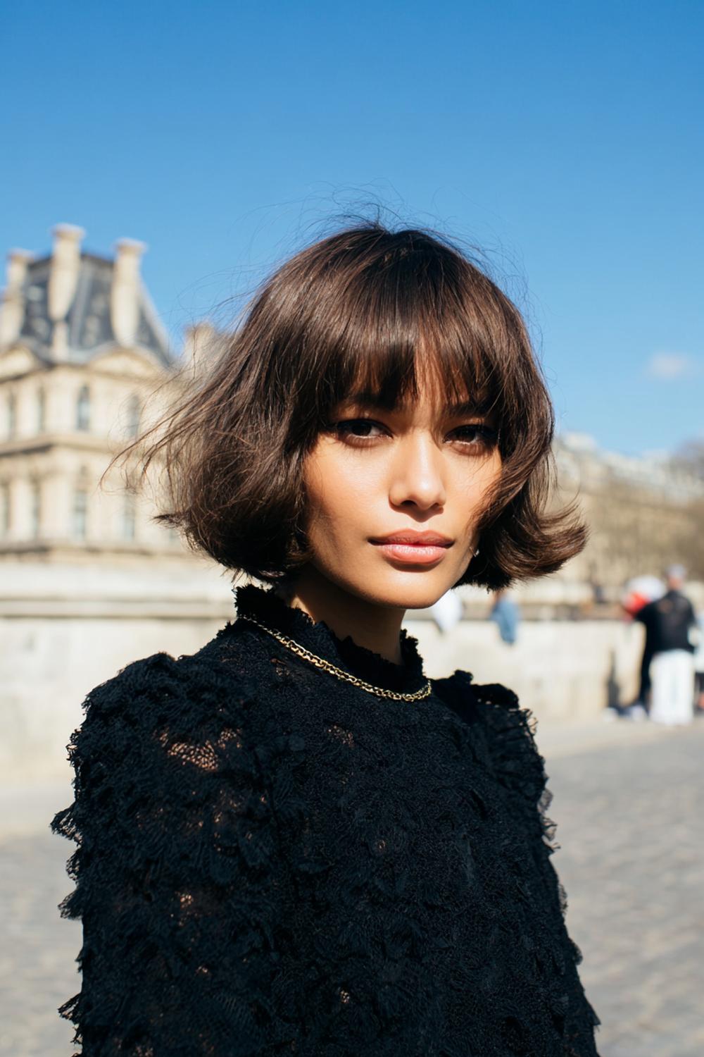 7. Pinterest Hair Inspiration 2026: Textured French Bob with Wispy Bangs and Parisian Volume