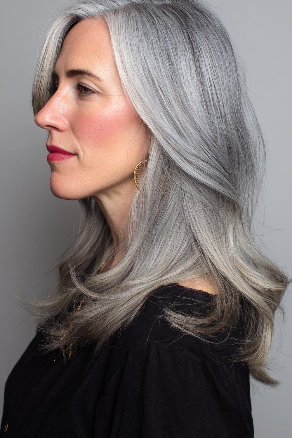 21. Popular Hairstyles 2026: Natural Gray Blend Haircut With Silvery Shine and Soft Layers